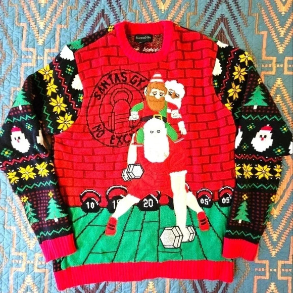 Santa's‎ Gym Christmas sweater - Picture 1 of 7